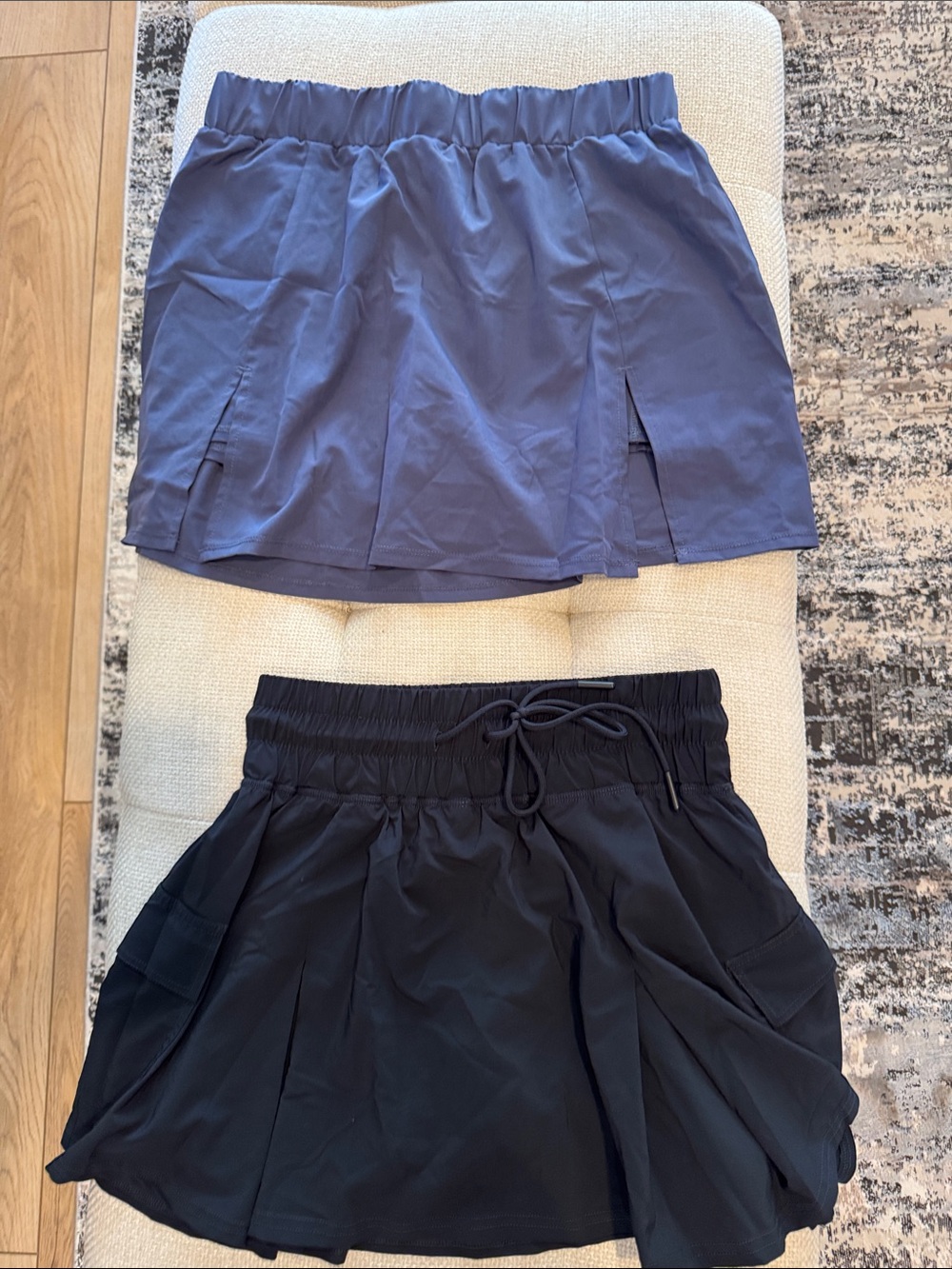 Pleated Active Skort - Blue & Black
